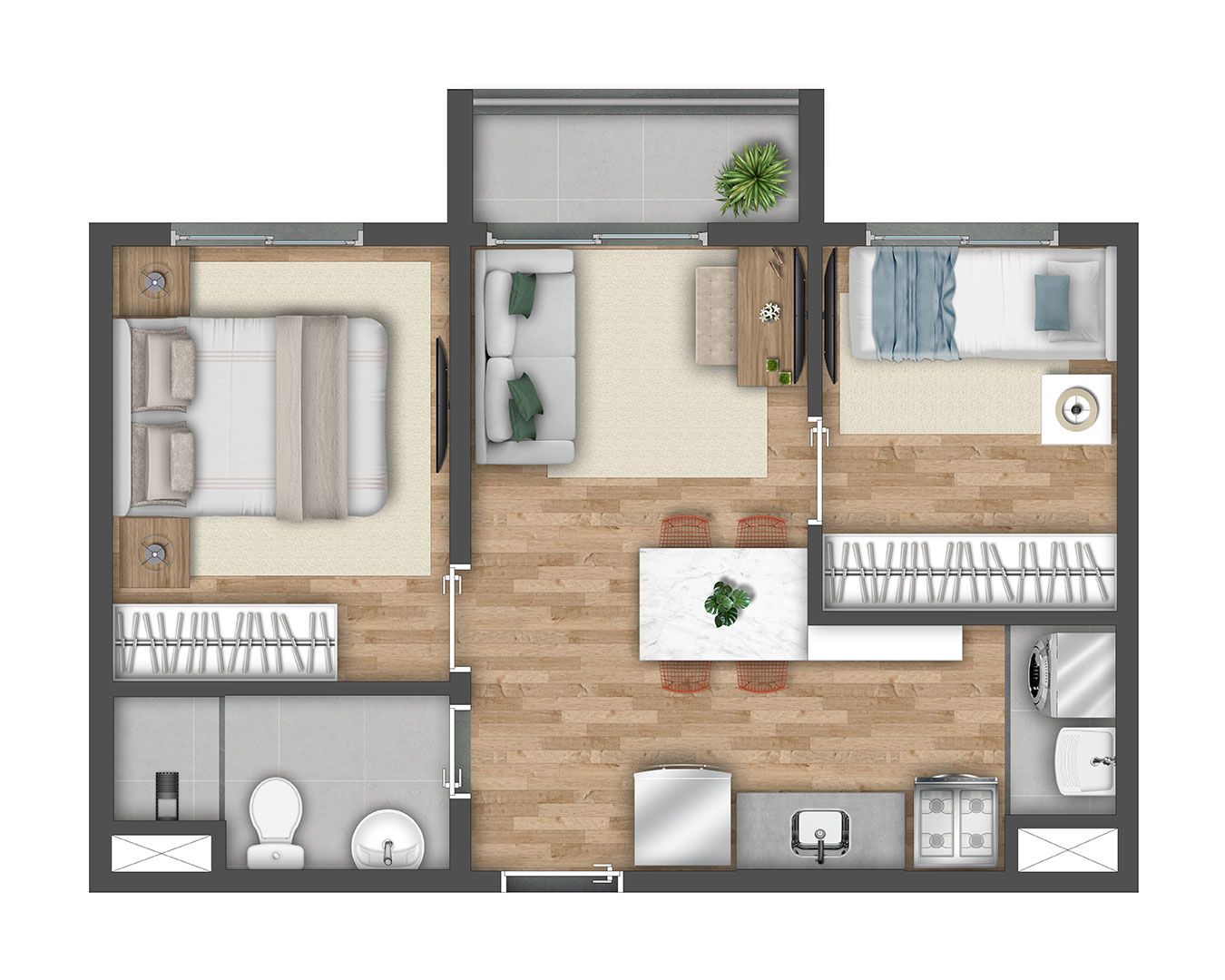 Planta oficial 37 m² - opção 1